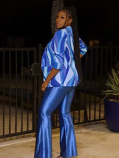 Blue disco flare pants